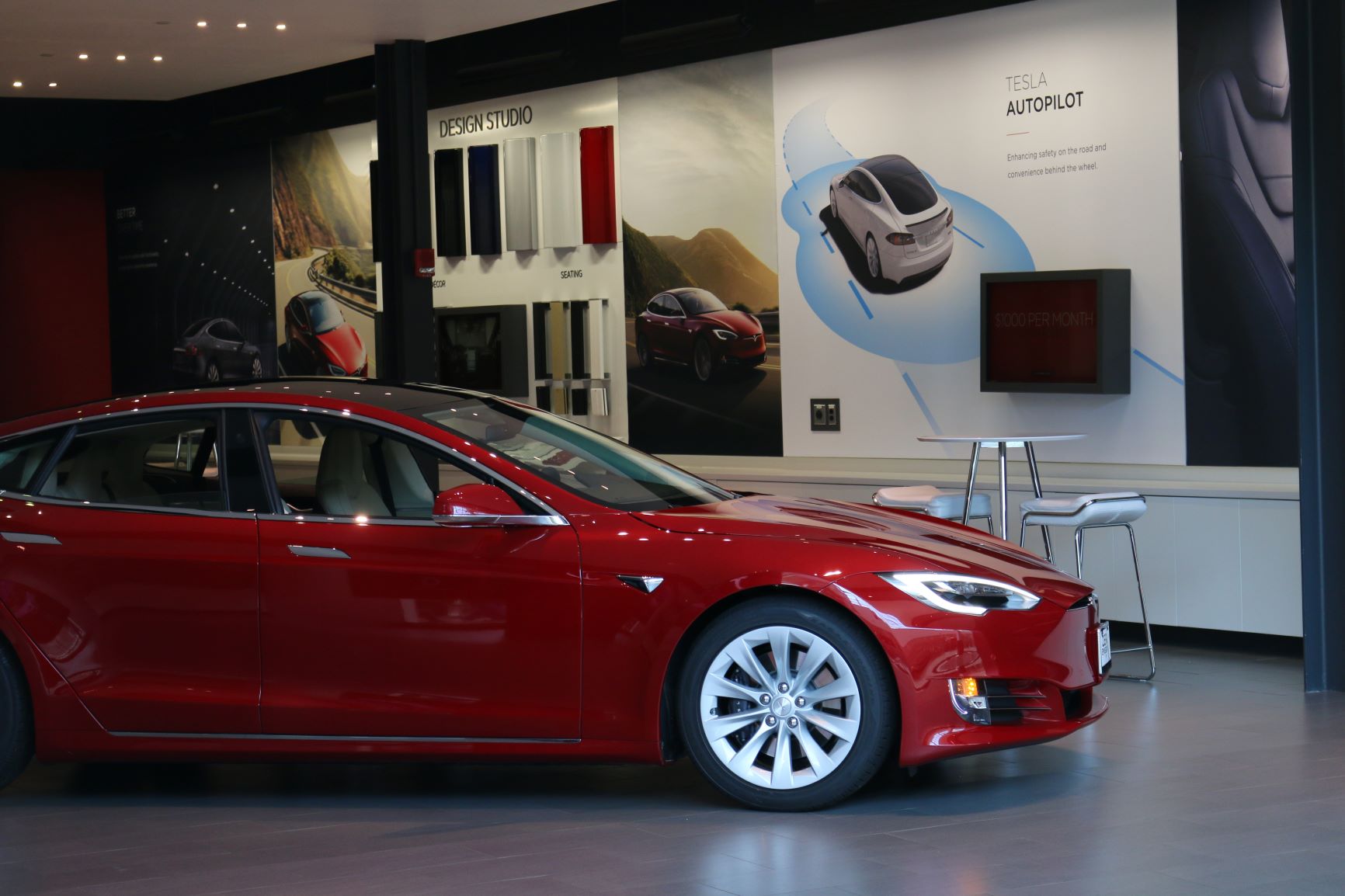  Tesla Model S on display at Garden State Plaza Mall in Paramus, New Jersey. 
